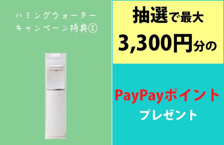 ハミングウォーターのキャンペーン特典②抽選で最大3,300円分のPayPayポイントをプレゼントの内容