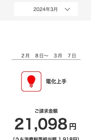 ハミングウォーターの導入後2024年3月の電気料金