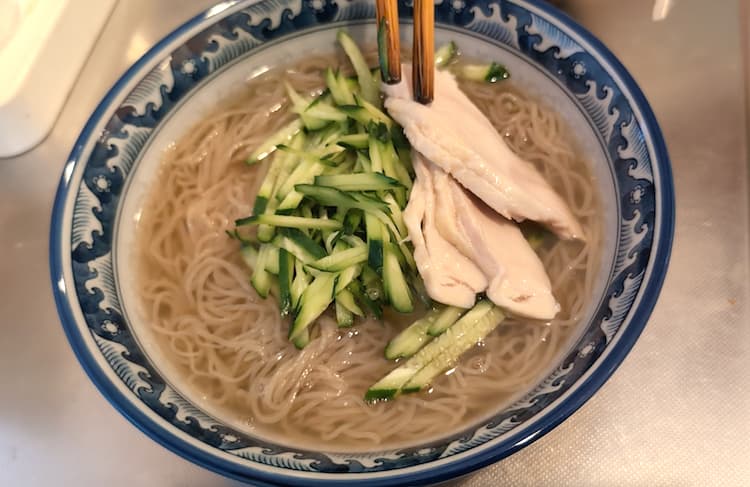 ハミングウォーターの冷水を使って作った冷麺